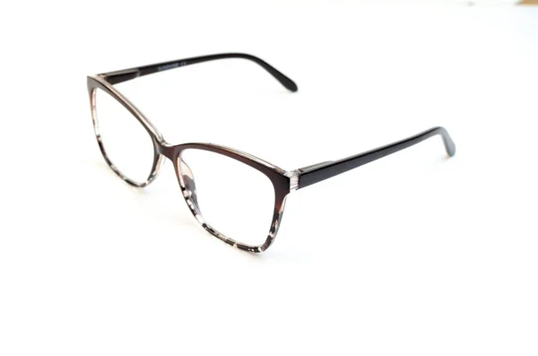 Brýle Bílém Pozadí Černým Okrajem Kvalitní Fotografie — Stock fotografie
