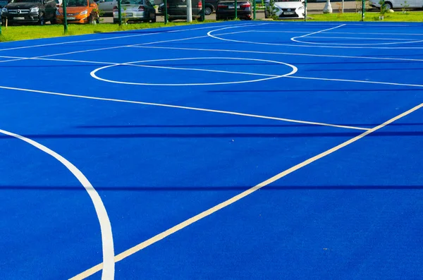 Bölgeye mavi basketbol sahası. Yüksek kalite fotoğraf