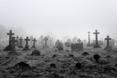 Foggy Cemetery Background clipart
