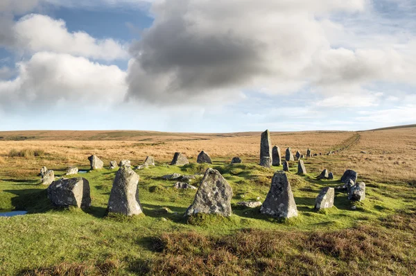 Dartmoor Stone Circle em Down Tor — Fotografia de Stock