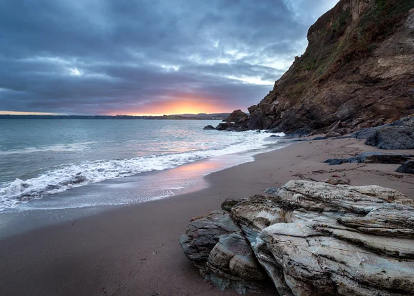 Coucher de soleil à Polkerris Beach — Photo