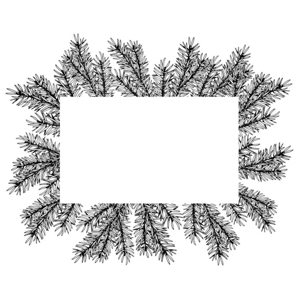 흑백 소나무 가지 모양. — 스톡 벡터