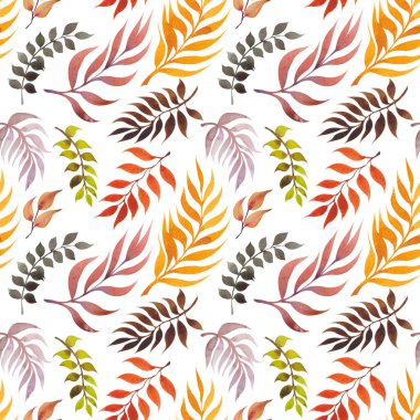 Renkli dekoratif yapraklı pürüzsüz desen.