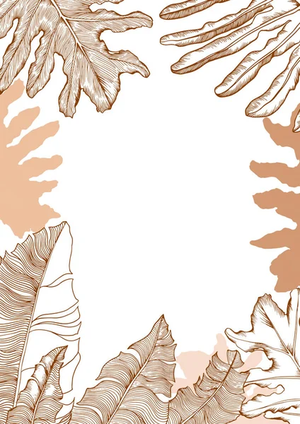 Карточка с декоративными листьями тропического филодендрона. — стоковый вектор