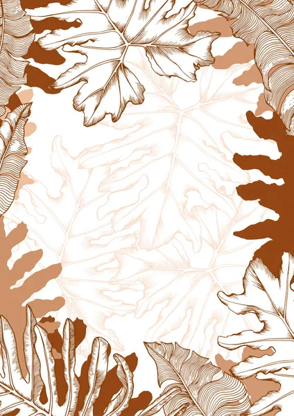 Modèle de carte avec feuilles de philodendron tropicales. — Image vectorielle