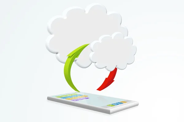 Cloud computing with smartphone illustration isolated on white — Stock Photo, Image