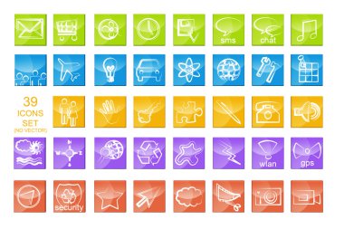 beyaz izole uygulamaları simge seti