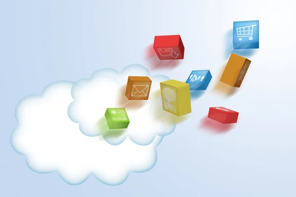 bulut bilgi işlem illüstrasyon app akışı ile