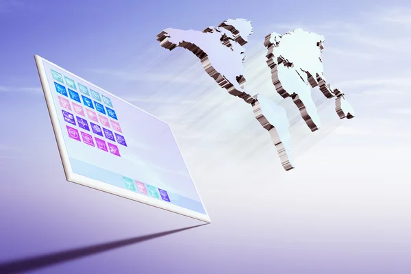 tablet bilgisayar ile Dünya Haritası