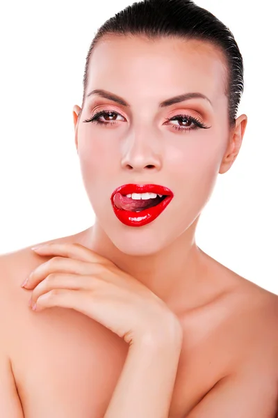 şehvetli kırmızı dudaklar ile seksi kadın관능적인 붉은 입술으로 섹시 한 여자