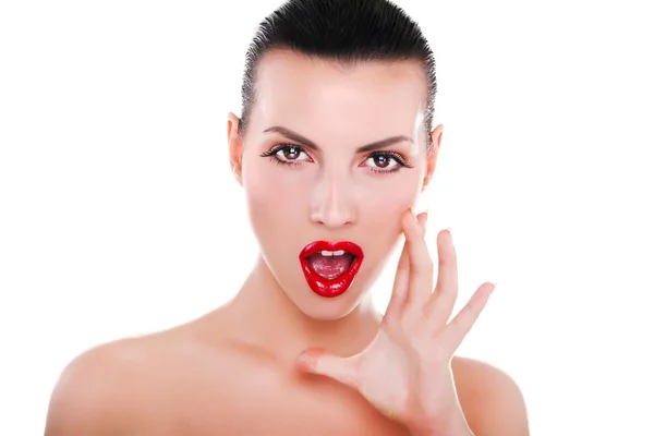 Woman with red lips — Stock Photo, Image