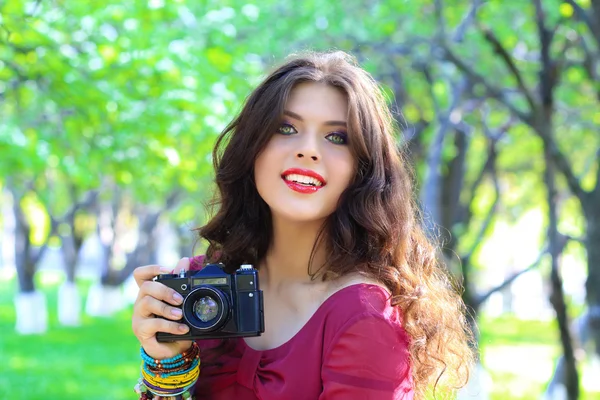 Photographer with vintage camera — Stock Photo, Image