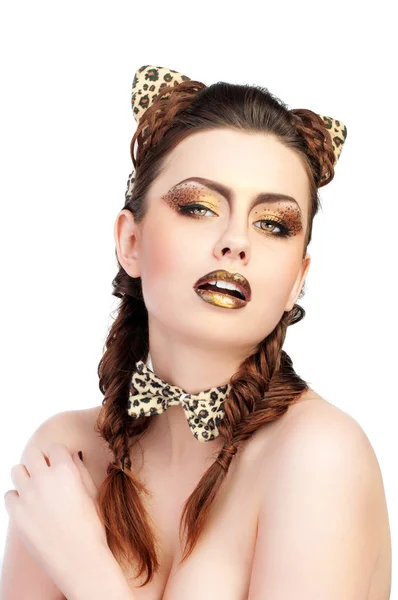 Girl in cat costume — Stock Photo, Image