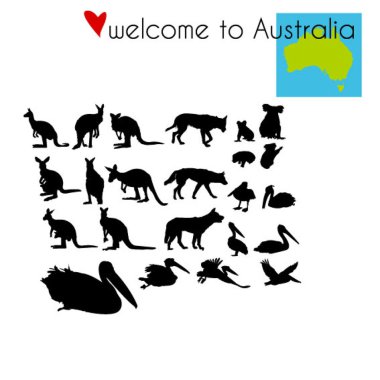 Set of animals in Australia clipart