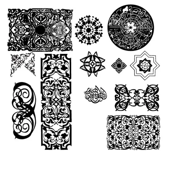 Set arabesken en ornamenten — Stockvector