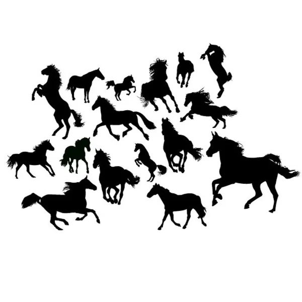 Ensemble de chevaux sauvages — Image vectorielle