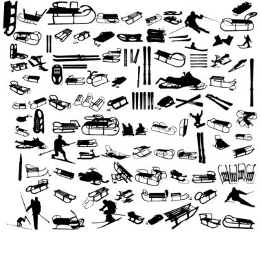 Set of skis and sledges clipart