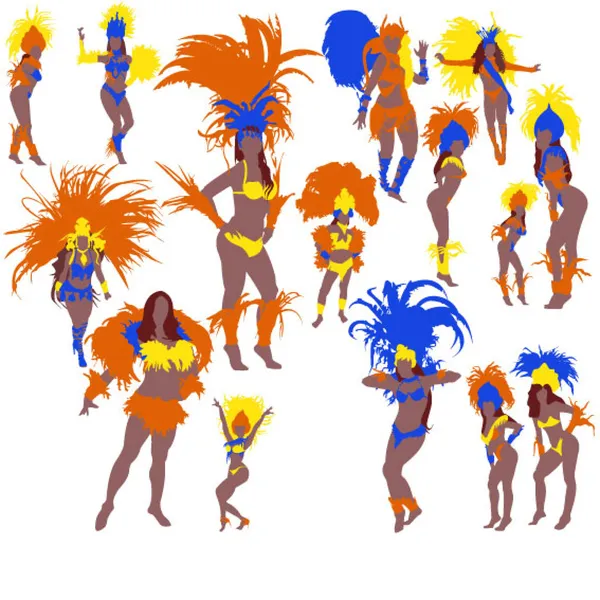 Ensemble de danseuses samba — Image vectorielle