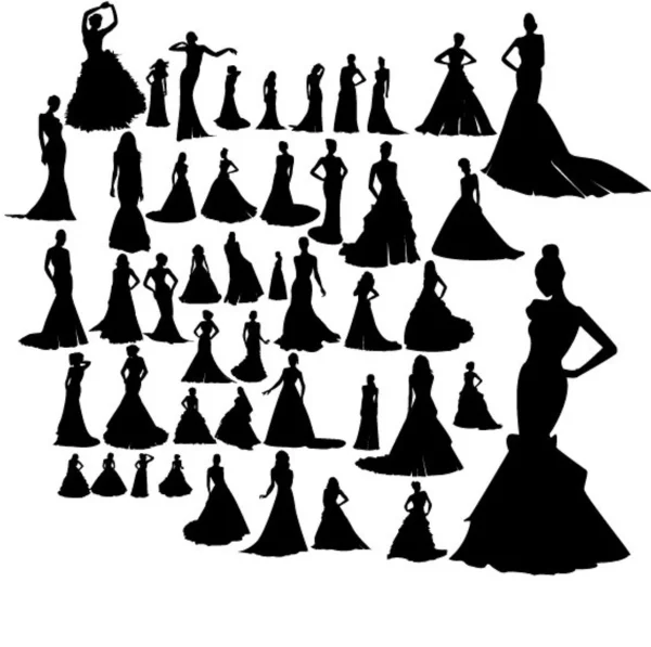 Conjunto de vestidos de novia — Vector de stock