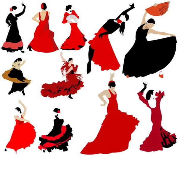Uppsättning flamencodansare — Stock vektor