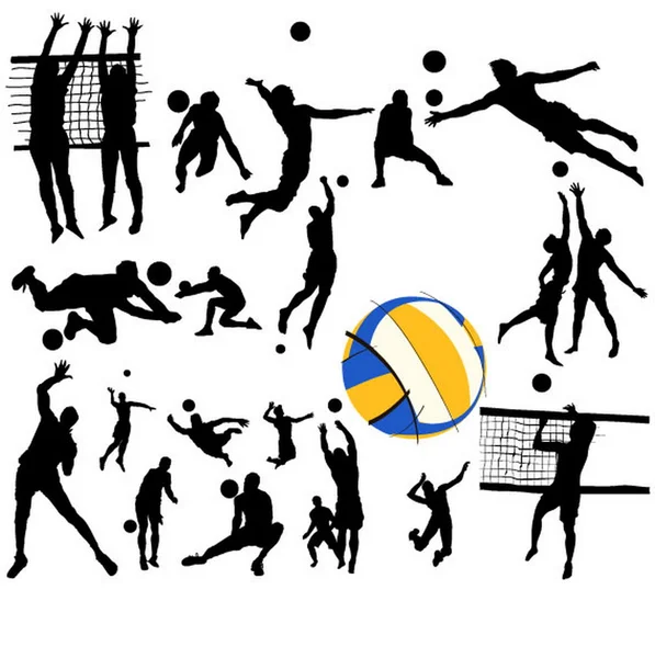 Volleyball players poses — Stock Vector