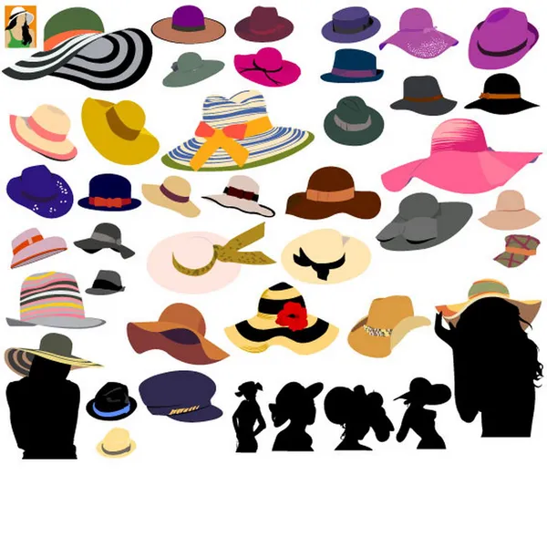 Conjunto de diferentes sombreros — Archivo Imágenes Vectoriales