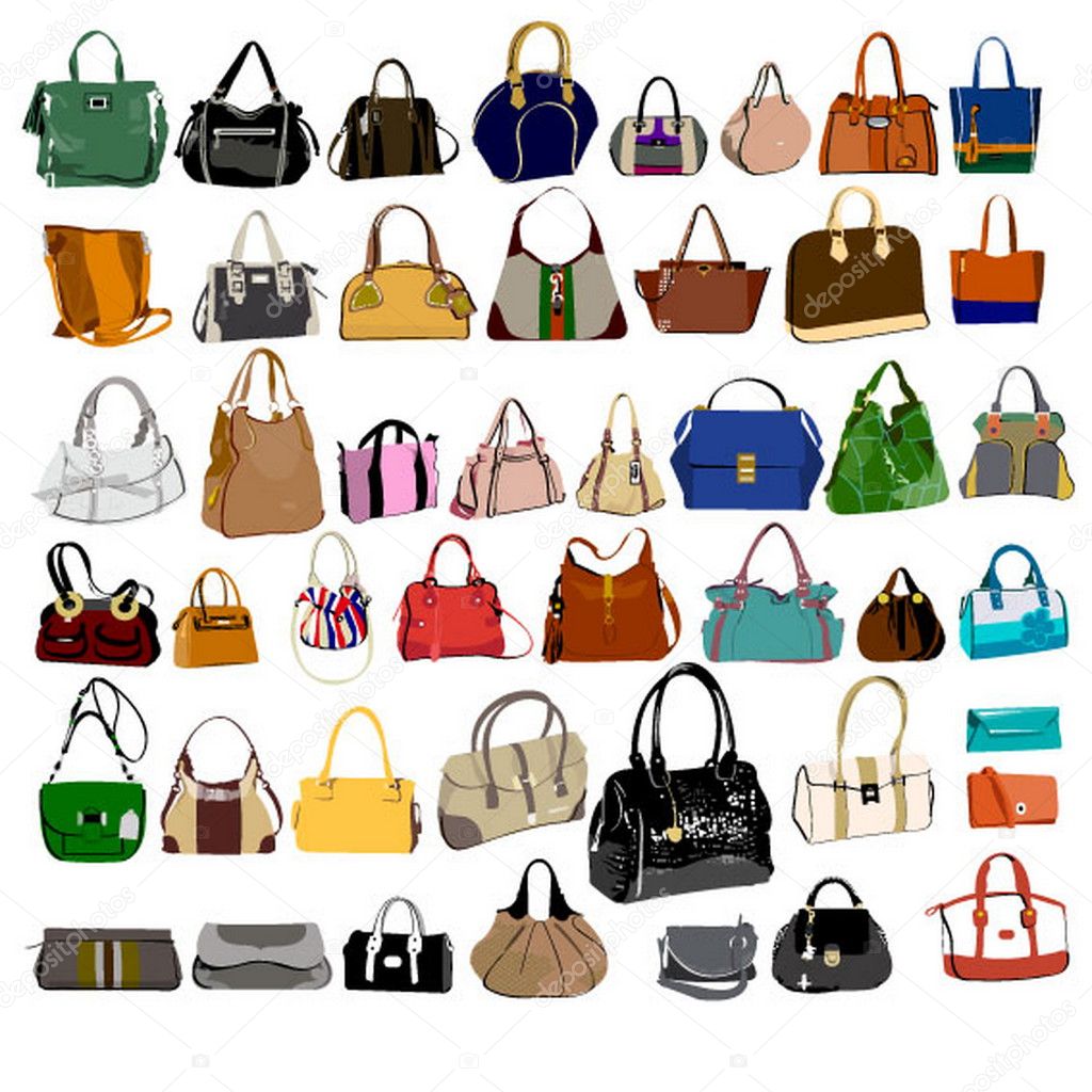 Set of fashion bags and purses