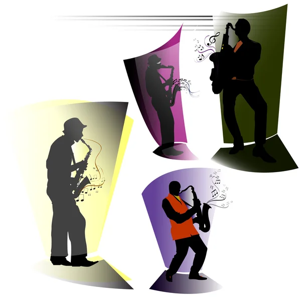 Saxophone players set — Stock Vector