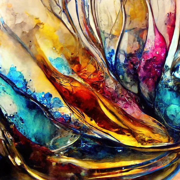 Mixing acrylic paint, liquid paint abstract colourful watercolor.