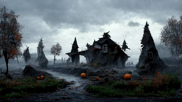 gloomy landscape in honor of halloween art