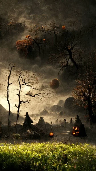 gloomy landscape in honor of halloween art