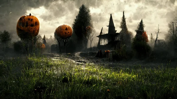 gloomy landscape in honor of halloween art