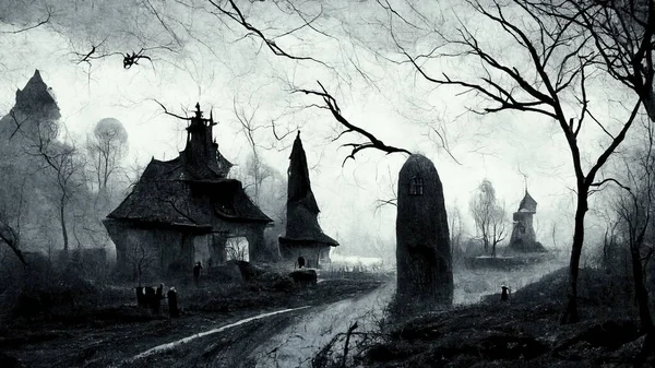 gloomy landscape in honor of halloween art