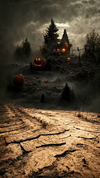 gloomy landscape in honor of halloween art
