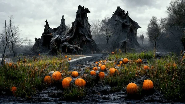 gloomy landscape in honor of halloween art