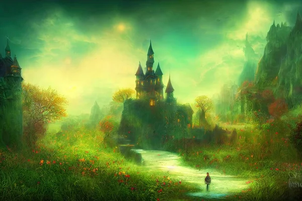 Fantasy sleepy landscape illustration art