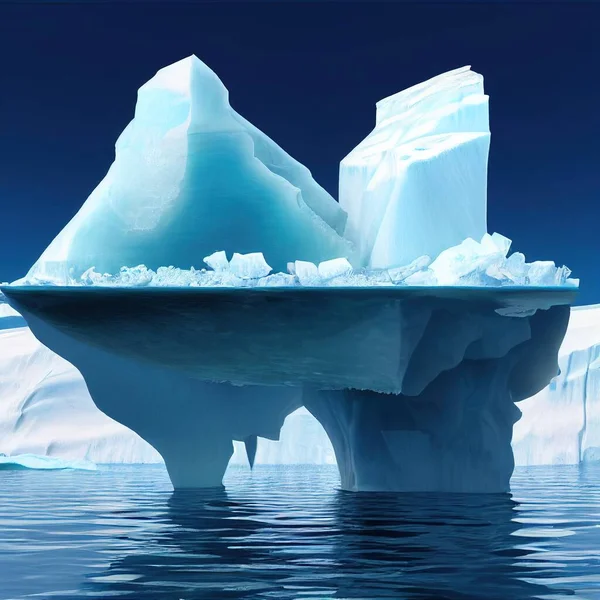 Huge iceberg in the ocean under a cloudy sky illustration art