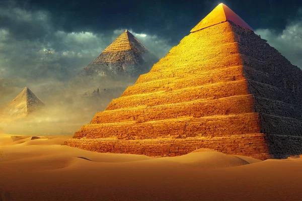 Mysterious pyramids ancient civilization illustration art