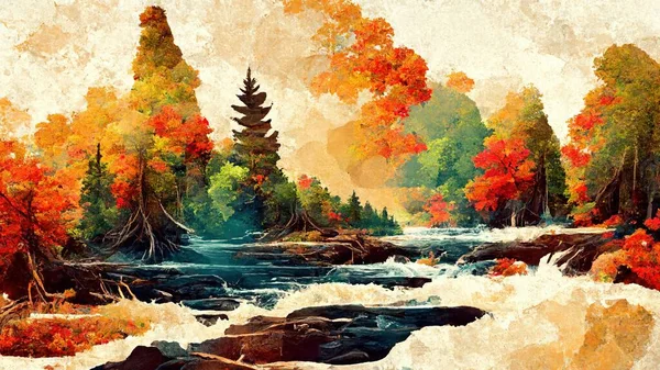 Natural abstract colorful landscape illustration design art