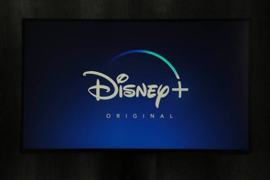 Nikolaev, Ukrayna - 20 Kasım 2021. Bu resimde Disney logosu var. Üst görünüm.