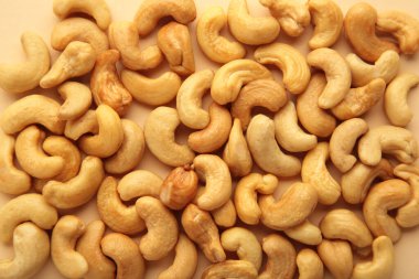 Kaju fıstığı arka planı. Organik konsept. Üst görünüm.