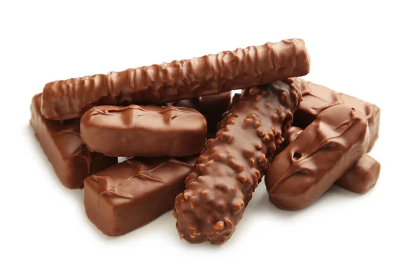 Mix Van Chocoladerepen Geïsoleerd Witte Achtergrond — Stockfoto