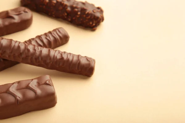 Mix Chocolate Bars Beige Background — Stock Photo, Image