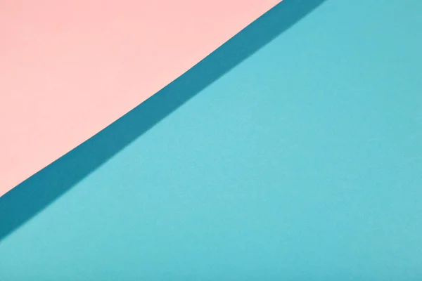Papel Color Pastel Azul Rosa Con Sombra Fondo Plano Geométrico — Foto de Stock