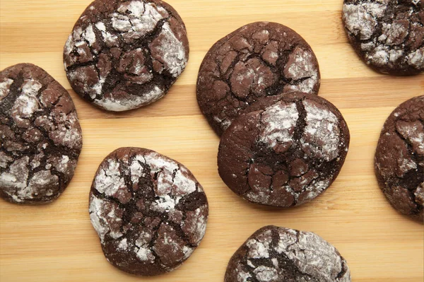 Soft Dark Chocolate Brownie Cookies Light Background Top View — Stock Photo, Image
