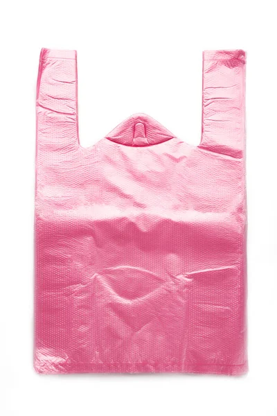 Ροζ Πλαστικές Σακούλες Που Απομονώνονται Λευκό Φόντο Άνω Όψη — Φωτογραφία Αρχείου