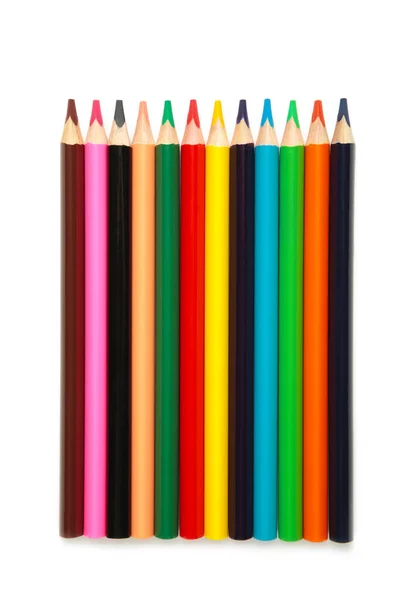 彩色铅笔隔离在白色的背景上 — 图库照片