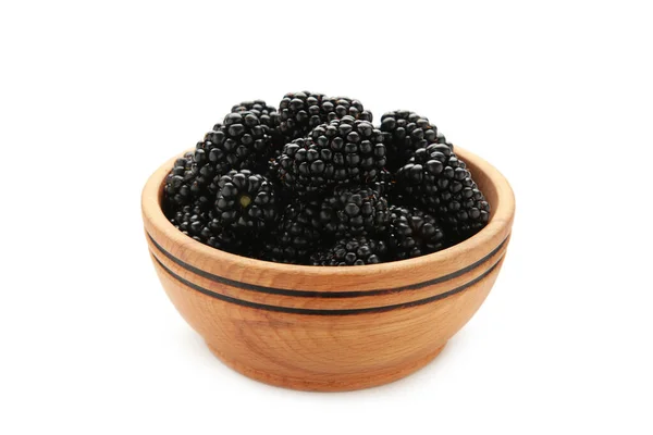 Ripe Blackberries Leaves Isolated Background Vitamins Fresh Fruits Concept Top — стоковое фото