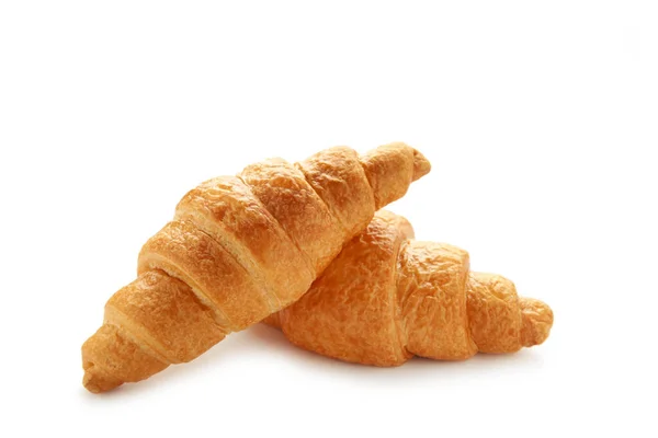 Fresh Tasty Croissants Isolated White Background Top View — Fotografia de Stock