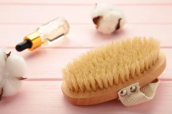 Set Home Spa Cosmetic Products Dry Brush Organic Oil Cellulite — Fotografia de Stock
